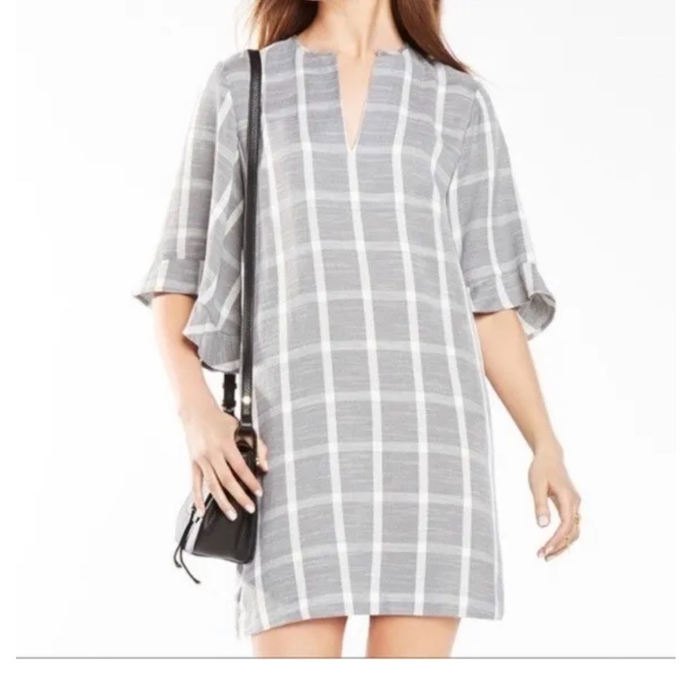 BCBGMaxAzria Tati gray plaid shirt dress  size extra small